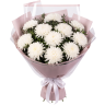 Букет из пушистых белоснежных хризантем «Этюд» с фисташкой